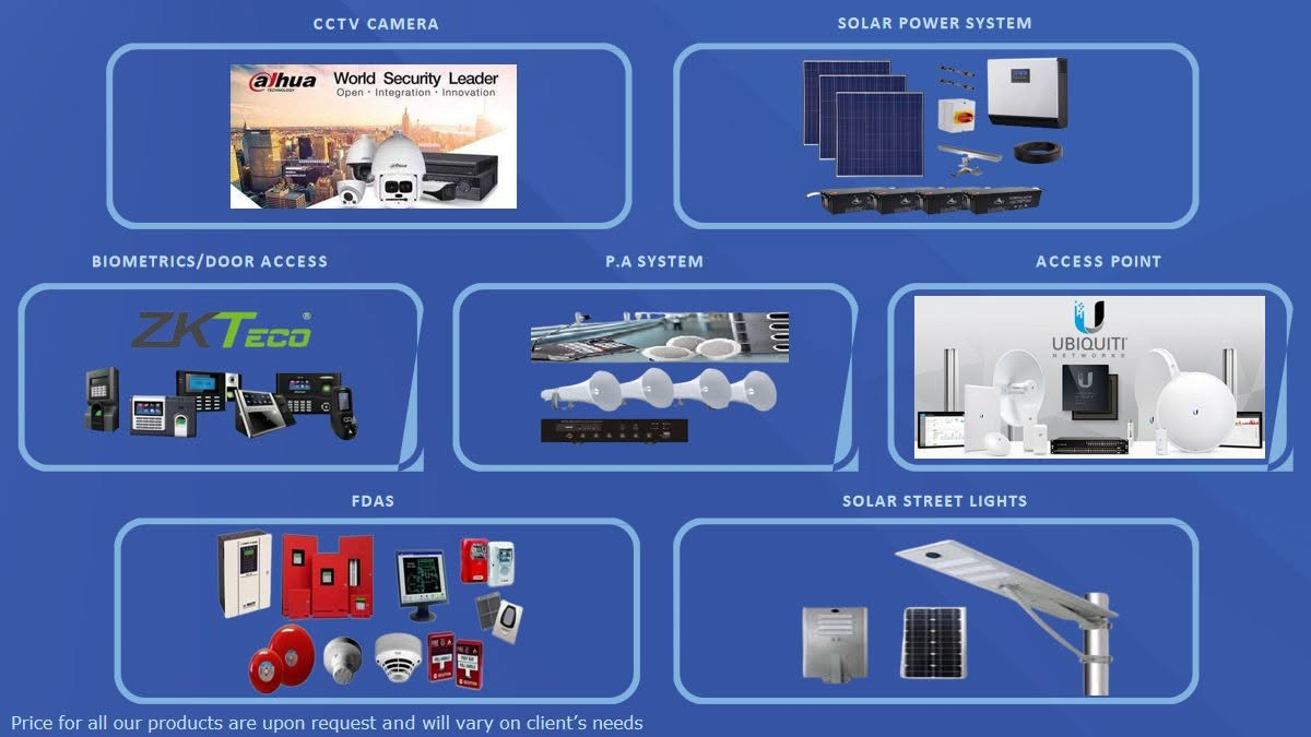 R-APC products including CCTV, solar, biometrics, PA system, access point, FDAS and solar street lights